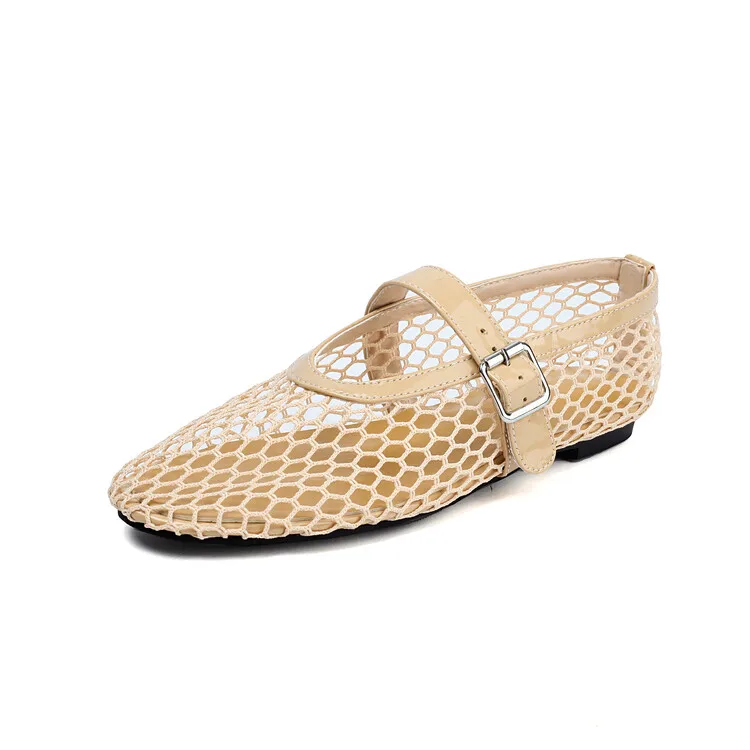 メッシュバレエフラットバックルストラップシューズ★Nude メッシュバレエフラットバックルストラップシューズ☆Nude