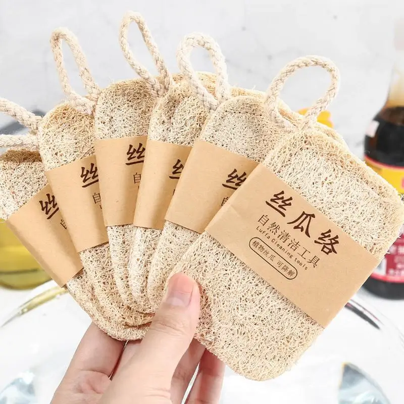 Natural Loofah Dish Sponge Kitchen Dishwashing Clean Brushes Pad Cloth Household Dish Pot Scrubber Sponge Cleaning Accessories 1pair dishwashing cleaning gloves magic silicone rubber dish washing glove for household scrubber kitchen clean tool