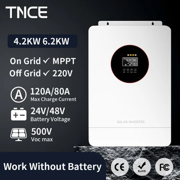 TNCE Solar Hybrid Inverter 4.2/6.2KW, 24/48V MPPT, 100/80A Solar Charge Control Panel, No/with WIFI 220VAC On/Off Grid Inversor