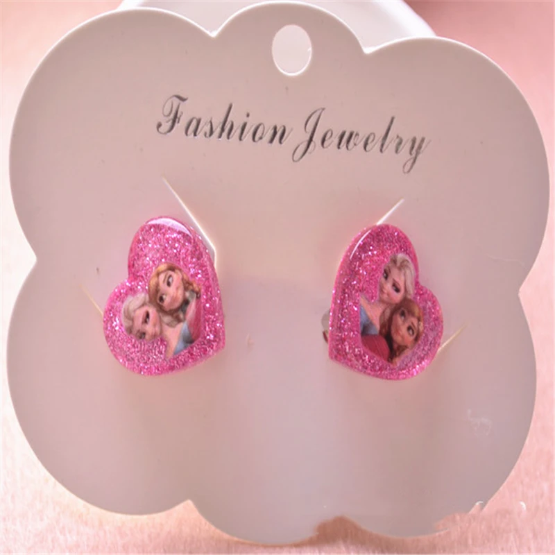 2pcs Disney cartoon Frozen children clip earring no ear hole Elsa Princess girl cosmetic toy accessories stud earring kid gift
