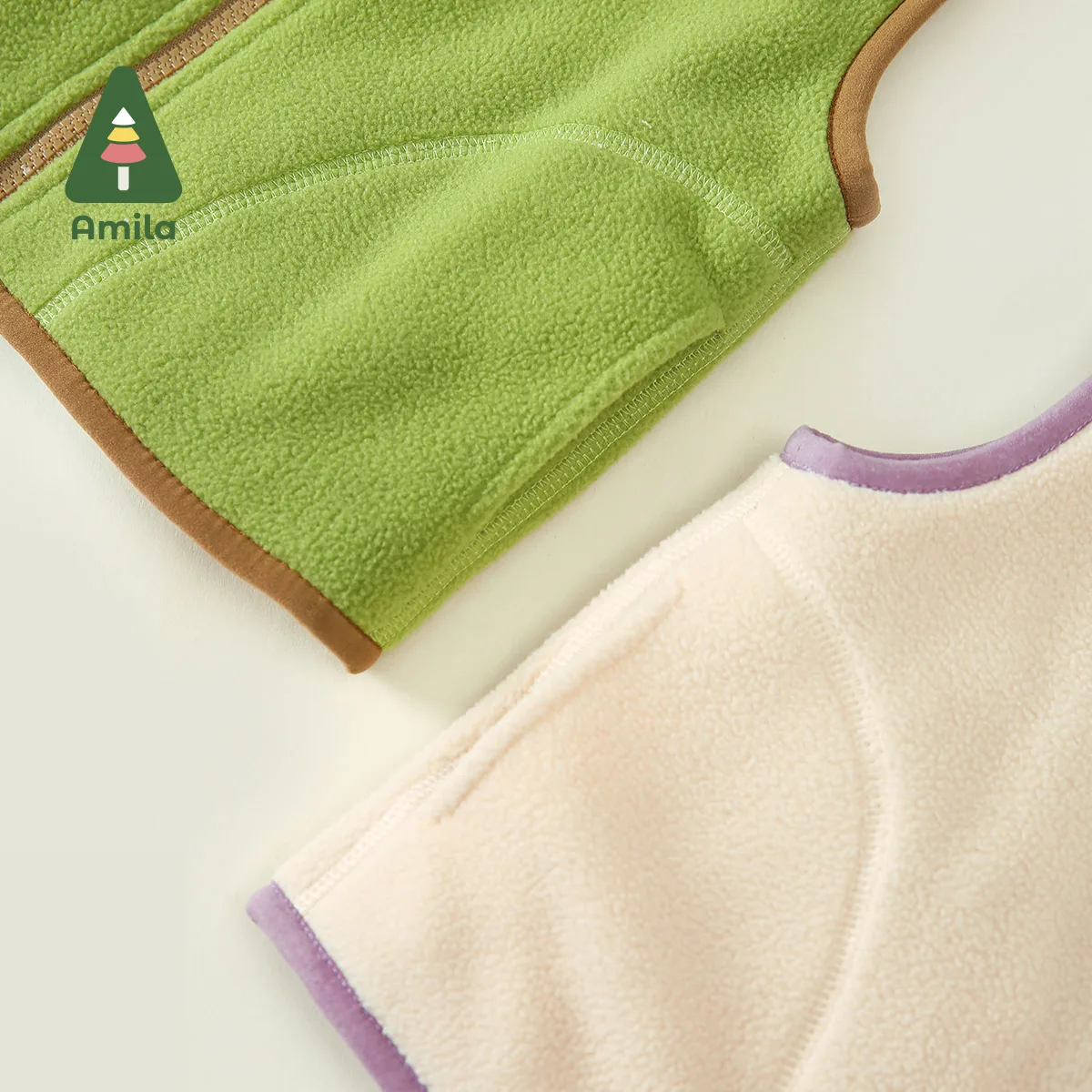 Amila Vest For Boys Girls Autumn New Contrast Color Two Sided Wear Simple Versatile Warm Breathable Fashion Baby Clothes