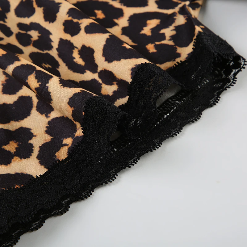 Sleeveless Skinny Sexy Leopard Rompers Contrast Lace Patchwork Camisole Bodys Women Vintage Rave Street Club Playsuit