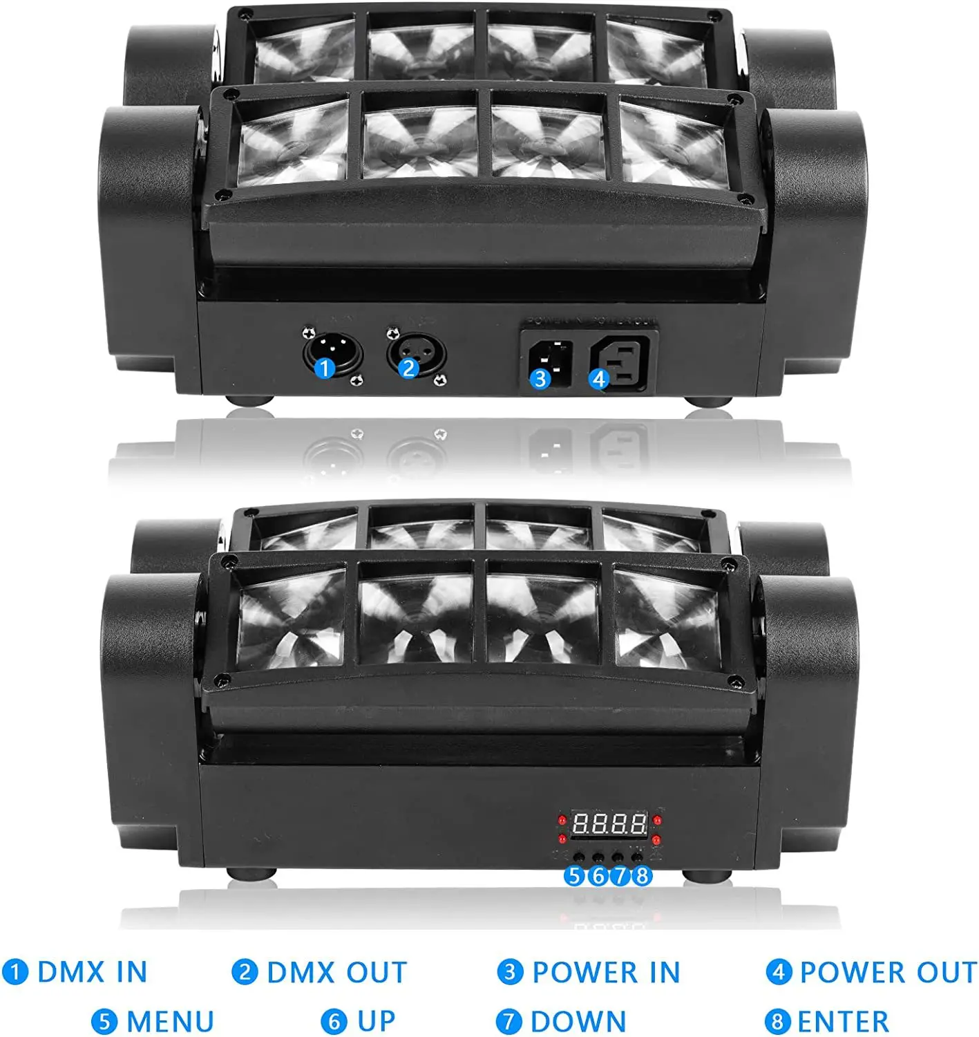 Stage Equipment Mini 8x3w RGBW LED 4in1 Beam Moving Head Lights DMX Control for