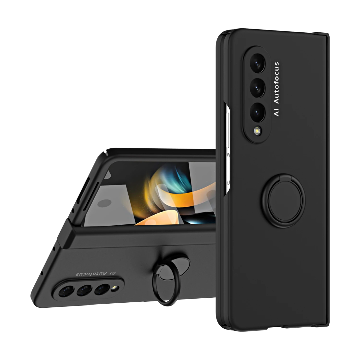 

For Samsung Galaxy Z Fold 5 4 3 Case Colorful Skin Friendly With Tempered Film Folding Hinge Shockproof Protection Hard Cover