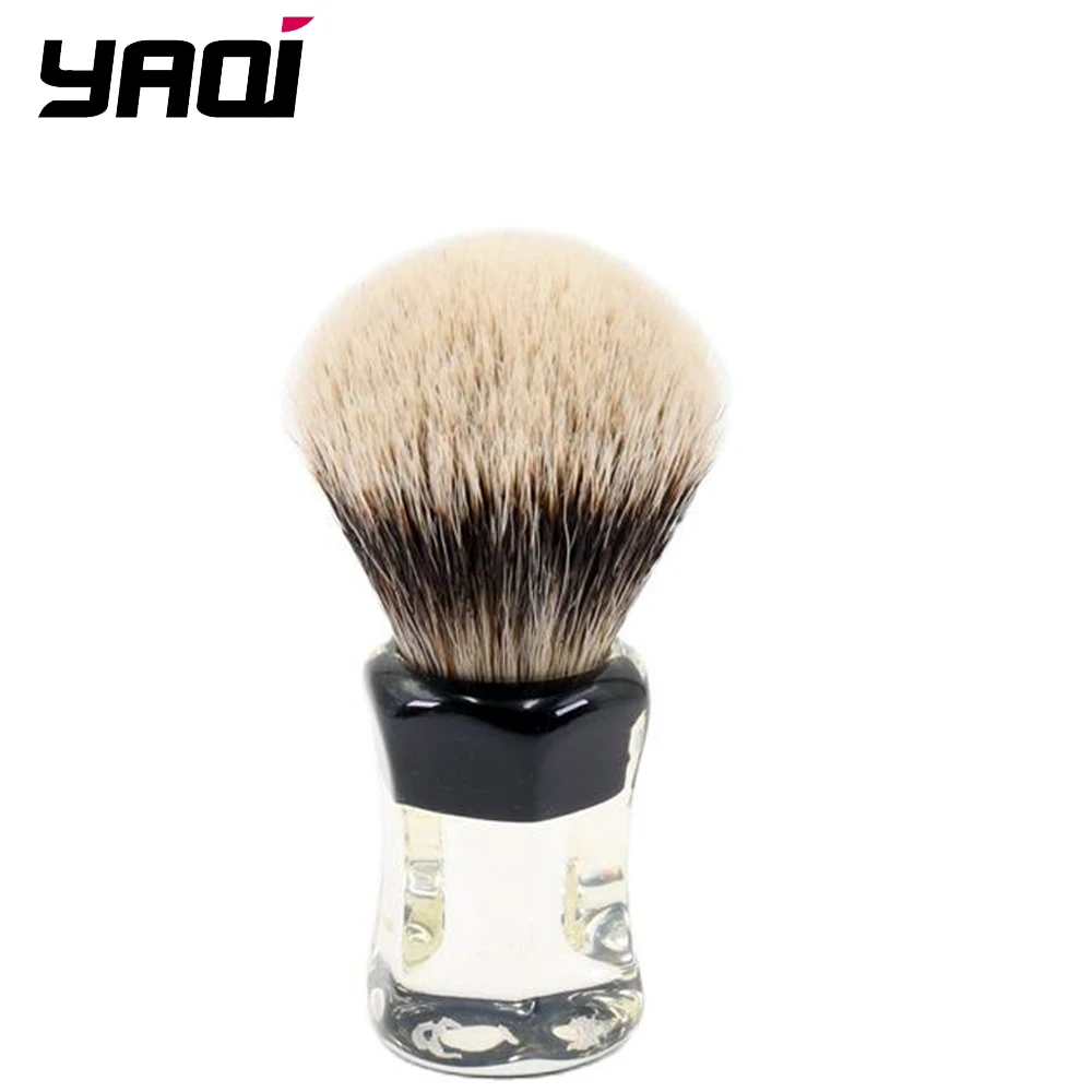 Yaqi Robin 24mm Two Band Badger Hair Clear Handle Beard Brush Men Wet