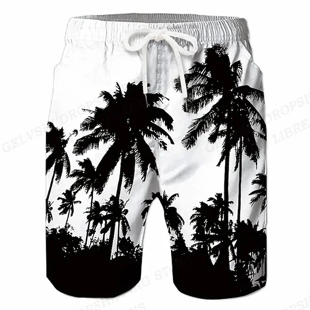 Summer Men's Shorts Quick Drying Hawaii Holiday Sports Swimming Trunks Fashion 3D Coconut Tree Printed Loose Sports Shorts 6XL 3