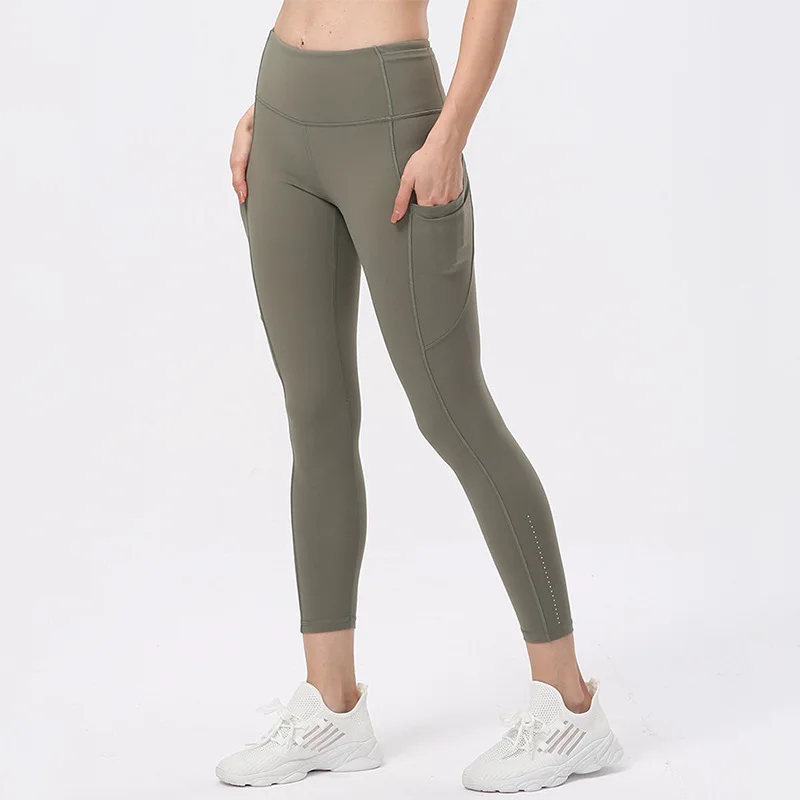 

Seamless Yoga Leggings For Women Sports Leggings Side Pockets High Waisted Sweatpants Running Fitness Buttock Lift Gym Leggings