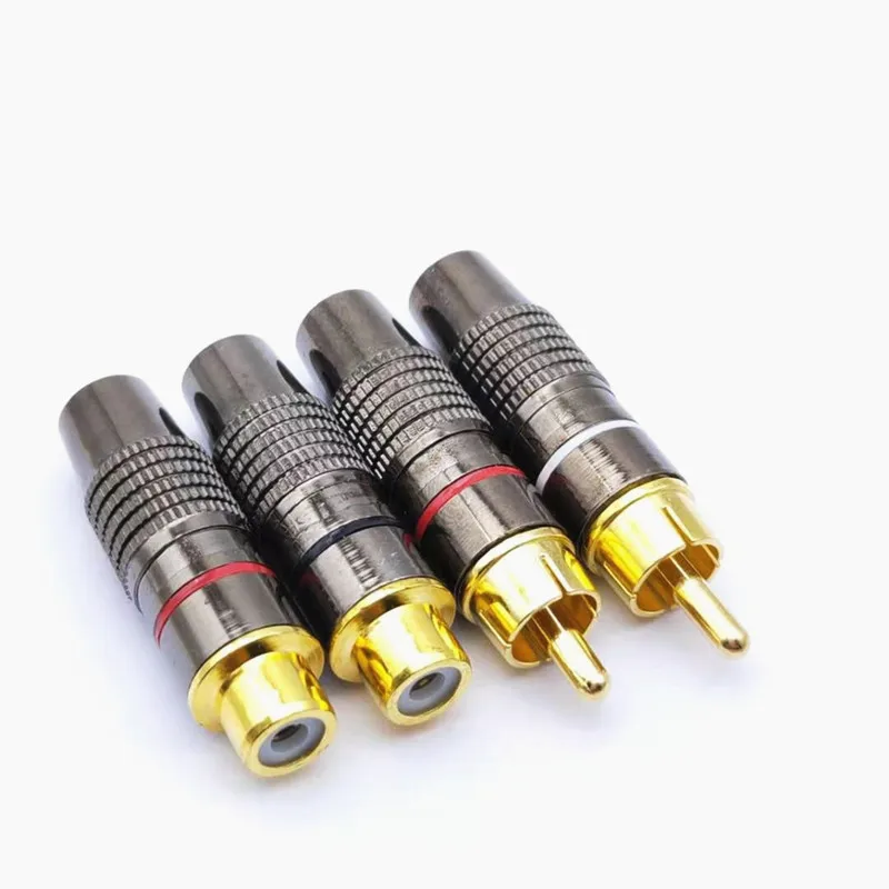 2 stücke Schwarz Rot Gold RCA Stecker Weibliche Jack Solder Audio Video Adapter Stecker Stecker auf Stecker Konverter für koaxialkabel