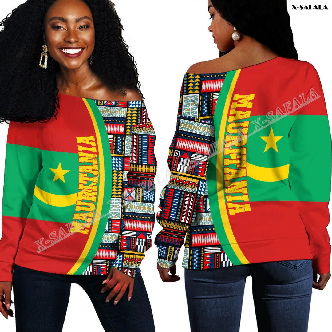 

Africa Countries Gift 3D Printed Off Shoulder Cropped Sweater Women Casual Long Sleeve Sweatshirt Jumper Top Sexy Loose Shirt