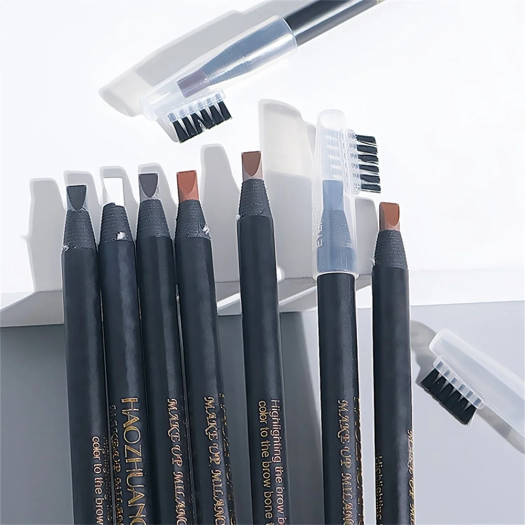 High quality HAOZHUANG pull eyebrow pencil black leather makeup wild line eyebrow pencil hard core flat head pen White pen 6
