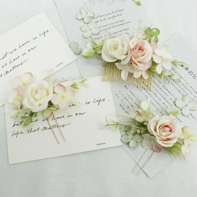 Pink Romantic Artifical Flowers Bridemaid Photography Hair Accessories Wedding Decorations Bridal Headdress