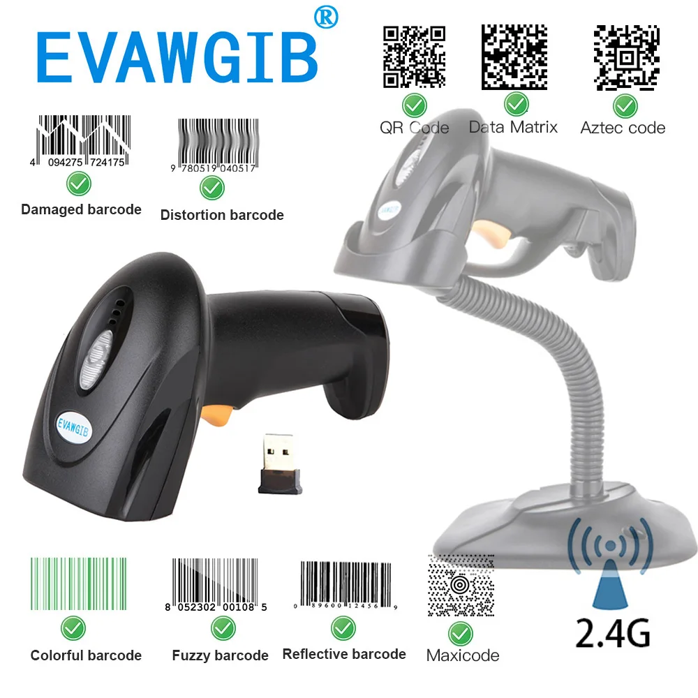 Vendita!! Scanner Di Codici A Barre Laser 1D Cablato Palmare Evawgib Usb Funziona Con Gli Scanner Di Staffe Inventario Di Archiviazione Dati