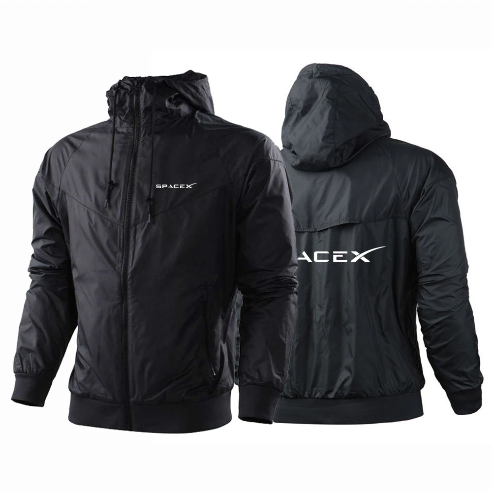 

SpaceX Space X Logo 2023 Men's New Autumn And Spring Fashionable Printing Windbreaker Jackets Breathable Windproof Casual Coats