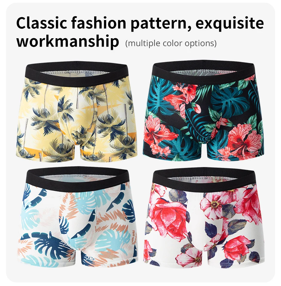 Fashionable 4-Piece Men's Flower Underwear Comfortable Breathable Boxers 6 Sc86e4eb0555d4f6d97a75c97c3b5a7e8X Fashionable 4-Piece Men's Flower Underwear Comfortable Breathable Boxers