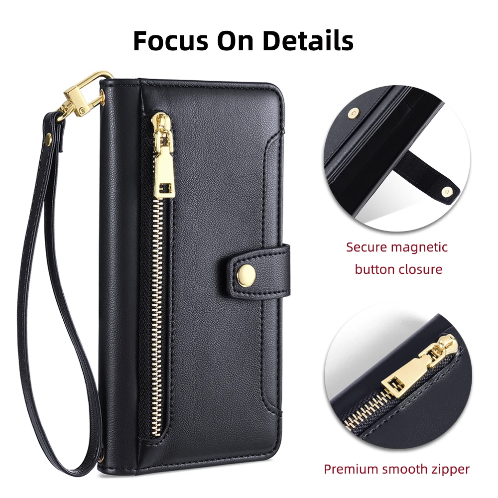 Elegant Ladies Crossbody Wallet Phone Case with Card Slots and Strap