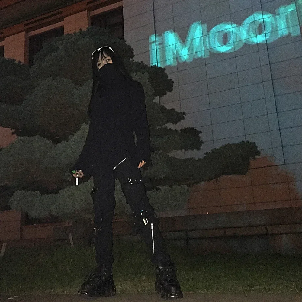 CyClassic MJ Michael Jackson BAD Punk Black Silm Fit Rivet Strap Pants Show Rock Trousers Cosplay Costume Performance Halloween