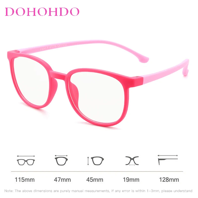 DOHOHDO Anti Blue Light Kids Glasses Boy Girls Computer Transparent Glasses Children Silicone Soft Without Graduation Eyeglasses