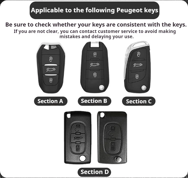 Zine Legierung Auto Schlüssel Fall Abdeckung Schlüssel Tasche Shell Für Peugeot GT-Line 206 207 208 301 307 308 407 408 508 607 2008 3008 4008 5008 RCZ – Detail 2