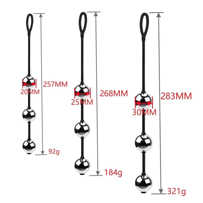 Kegel Balls 3 Size Metal Anal Beads Butt Plug Silicone Rope Geisha Balls Weighted Vaginal Kegel Exerciser Erotic Sex Toys for Woman