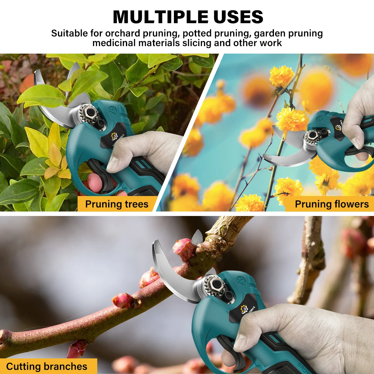 4 Gänge bürstenlose elektrische Gartenschere 30 mm Akku-Gartenschere Obstbaum Topf Beschneiden Elektrowerkzeug für 18 V Batterie – Detail 9