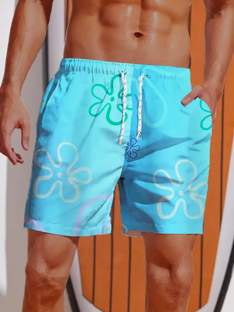 2024 Summer 3D Prints Hawaiian Vacation Style Printing Shorts Men's Casual Board Shorts Swim Trunks Drawstring Breathable Short 5
