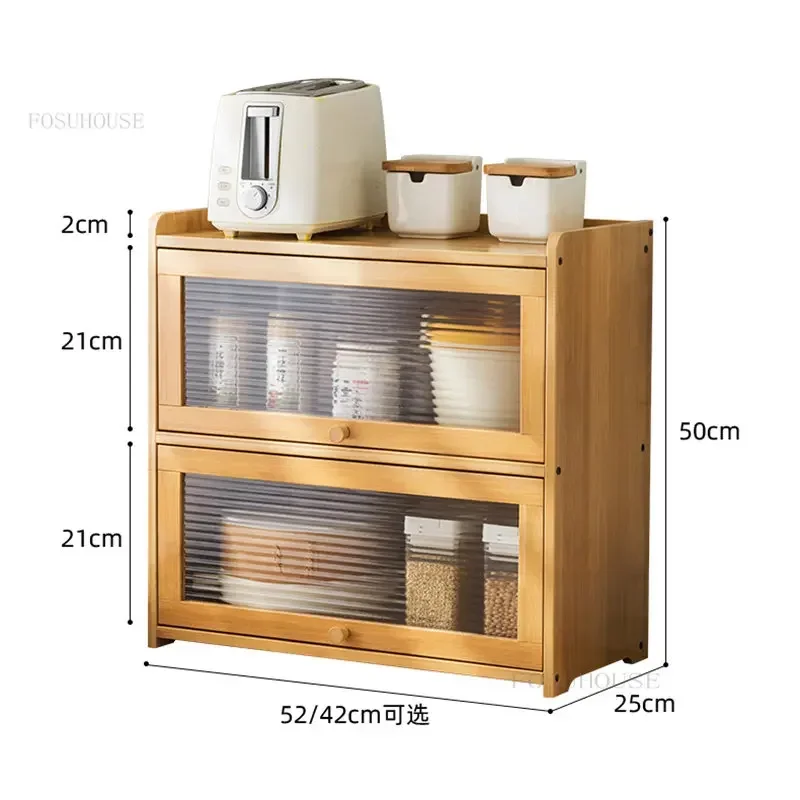 Bamboo Modern Kitchen Cabinets Desktop Sideboard Simple Table Top Rack Household Seasoning Tableware Storage Cabinets with Door 6