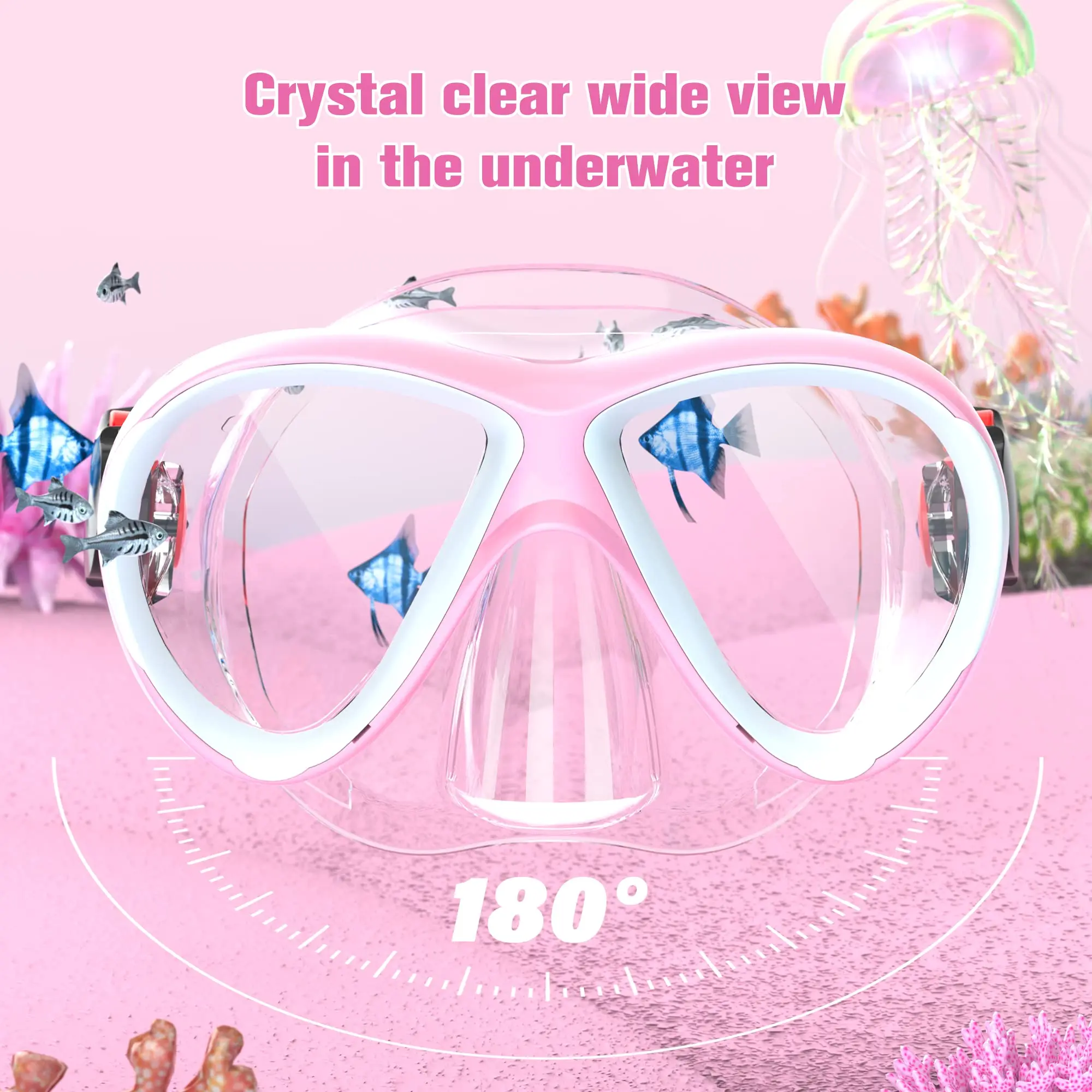 Findway Snorkel Mask for Kids Swimming Goggles With Nose Cover For 4-14 Year Old Boys and Girls No Leakage Diving Masks