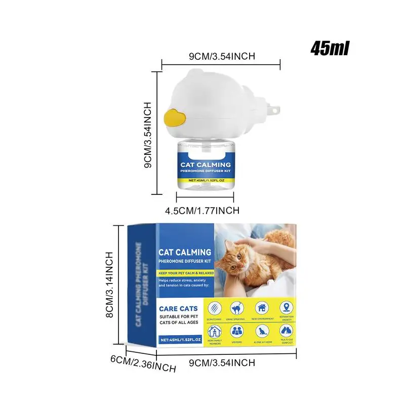 Cat Pheromone Diffuser 45ml Cat Calming Long Lasting Pheromone Plug-in Relaxants Calm Reduce Fighting