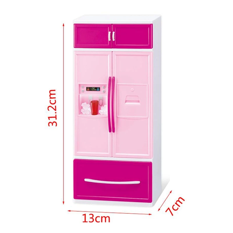 Simulation Kitchen Cabinets Set Children Pretend Play Cooking Tools Mini Tableware Sets Toys Girls Dollhouse Playset 4