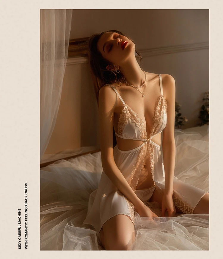 Sexy Backless Hollow Sleepwear Front Open Split Dress Women Satin Embroidery Pajama Lace Suspender Nightdress 14 Sc86ef2019b7041a0b8a9e967ece6e07dH