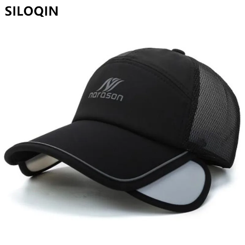 

SILOQIN Novelty Summer Men Women Breathable Baseball Cap Pull-out Brim Mesh Caps Adjustable Size Couples Anti-UV Fishing Hats