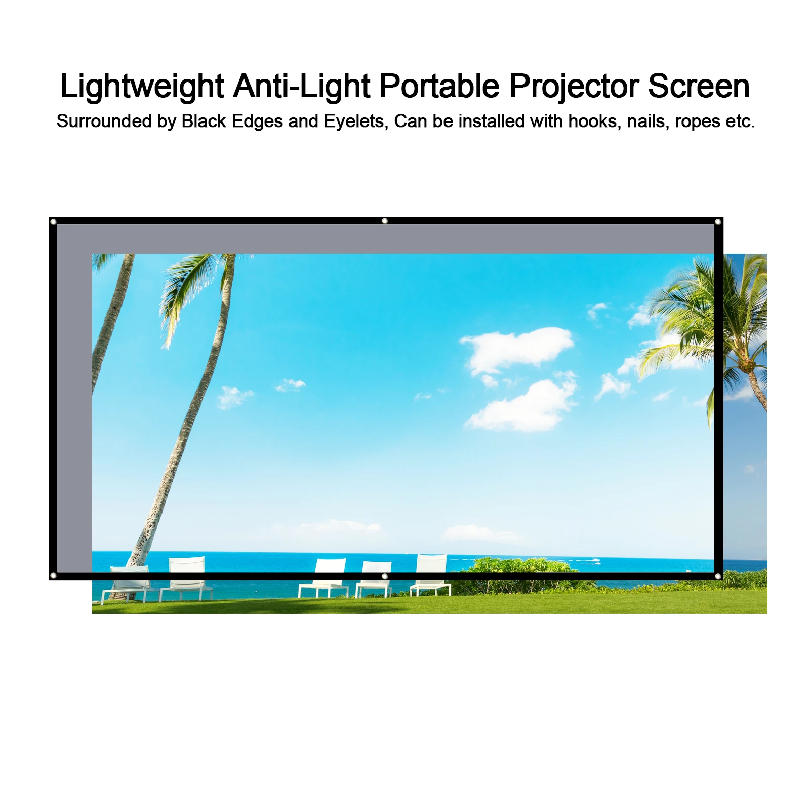 Portable Projector Screen Reflective Fabric Metal Anti-Light 4K Projection Curtain Black Edges 60/72/84/100/120/130 Inch