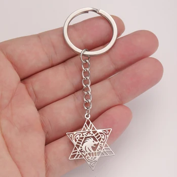 Dawapara Leone di Giuda Stella di David Portachiavi Esagramma Stella ebraica Ciondolo Yehuda Tribù Forza Simbolo Gioielli in acciaio inossidabile 1