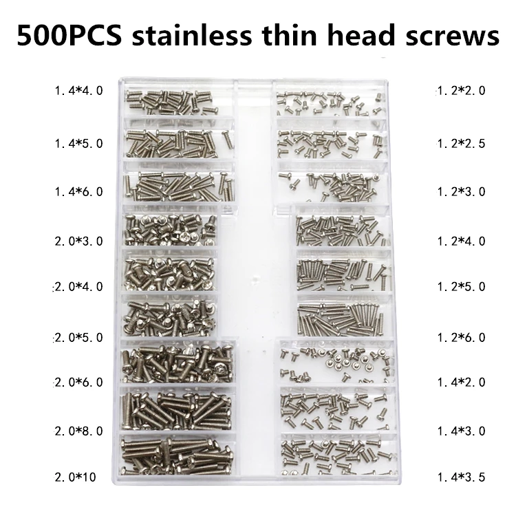 Screw bolt nut set screw washer nut kit auto fasteners assortment 500Pcs 18 types mini screw DIY kit laptop computer assemble repair screw fastener set