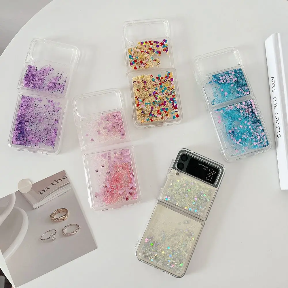 Custodie Pieghevoli Quicksand Glitter Per Samsung Galaxy Z Flip 4 Custodia Cover Posteriore Antiurto Trasparente Per Samsung Z Flip 3 2 5G
