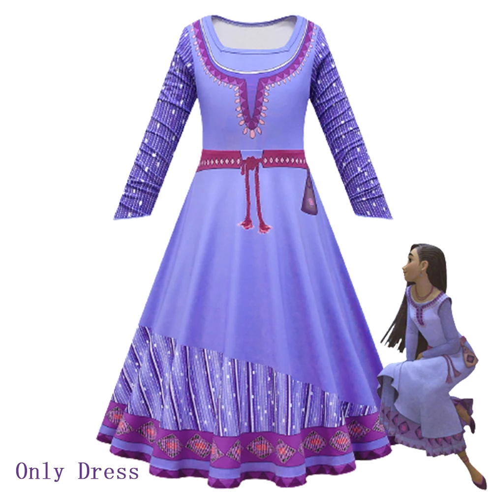 Girls Dress Children Princess Dress Arlo Cinderella Asha Candy Cosplay Gown Long Hair Dress Up Mermaid Costume Kid Belle Girl Costumte