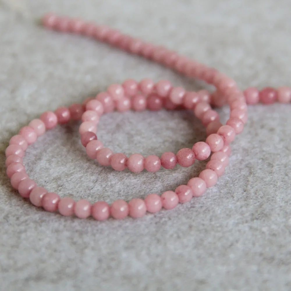 

4mm Natural Pink Chalcedony Beads Round Shape Stone Loose DIY Beads For Necklace Bracelet 15inch Jewelry Making Design Jasper