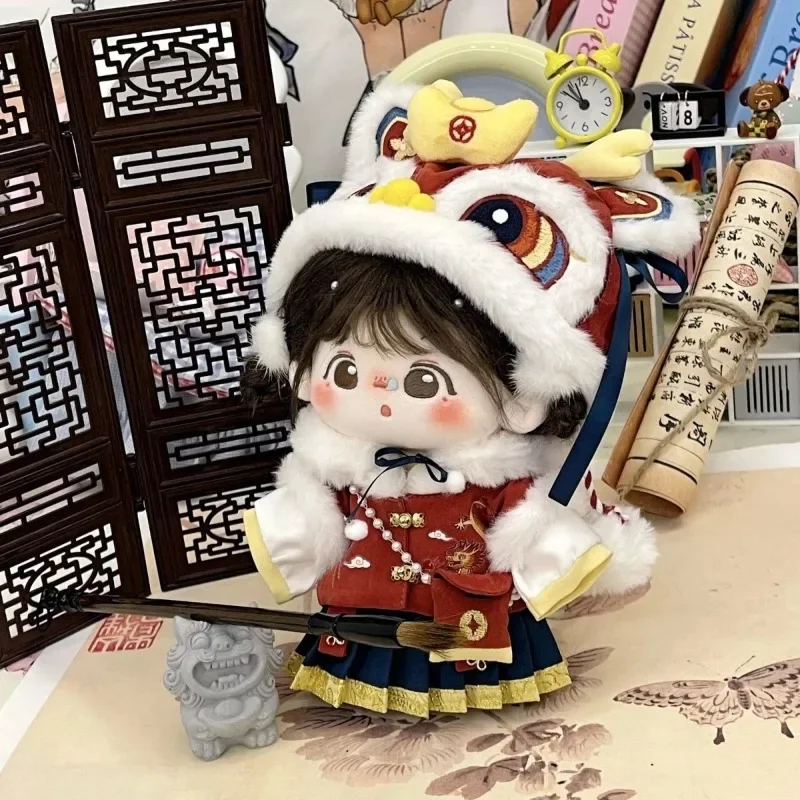 20cm baby clothes, 20cm cotton doll clothes, New Year clothes, flag drum dragon dong sets, doll clothes 6