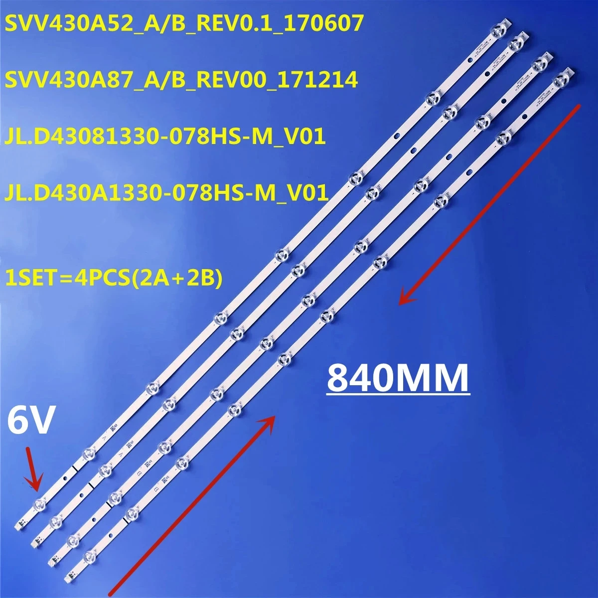 

5set=20pcs LED Strip JL.D43081330-078HS-M TX-43FS352B TX-43GS350E TX-43GX555B 43T6863DB TX-43FX550B TX-43FX550 TX-43FX551B