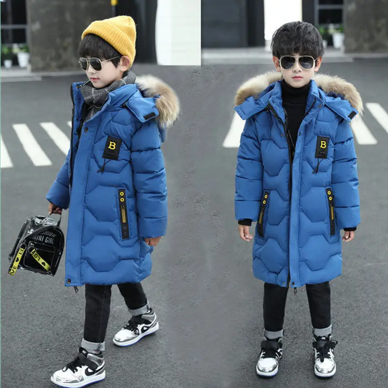 

2022 New WinterClothing Boys Keep Warm Children Solids Long Hoodid Coat Teens 5-12 Years Old Thicker Cotton Jacket -30 Degrees