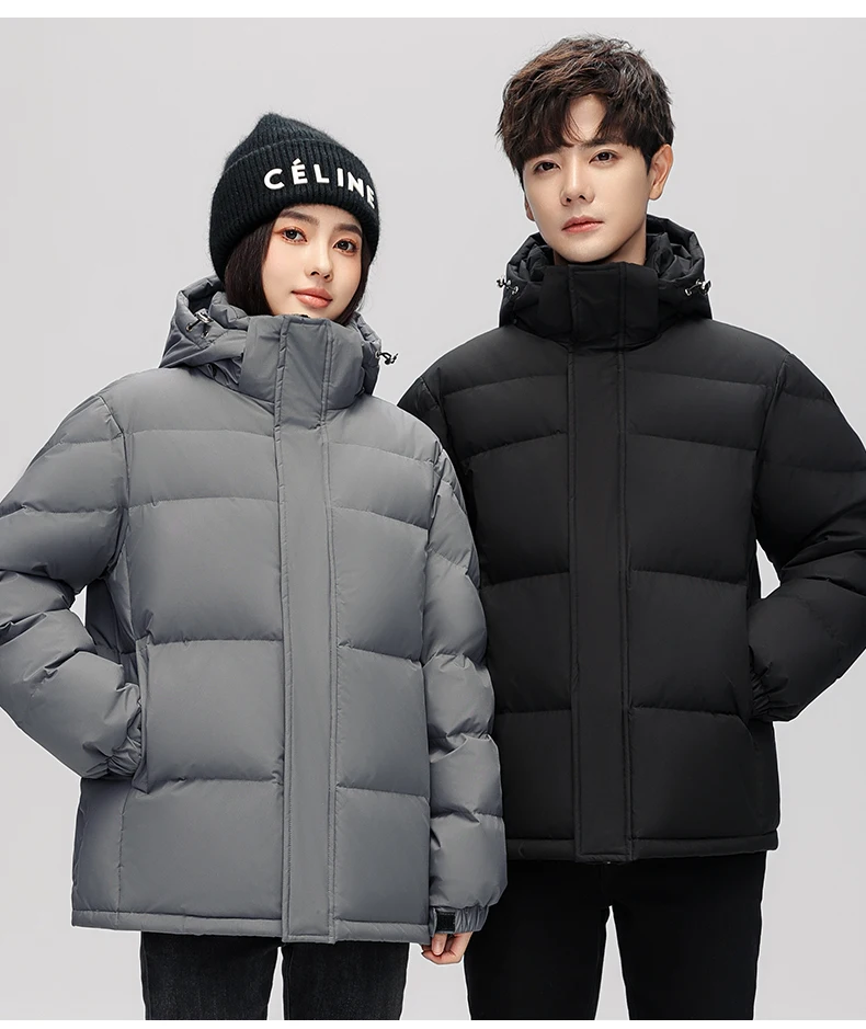 Winter 90% White Duck Down Jacket Casual Fashion Windproof Hooded Coat Outdoor Lined Graphene Warm Parker Couples Clothing 5XL