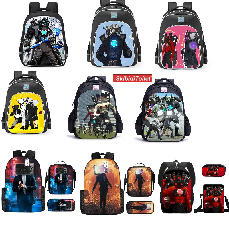 

Skibidi Toilet Backpack For School Bag Skibidi Toilet Mochila Bookbag Tv Man Backpack Pencil Case Shoulder Bag Gift For Kid