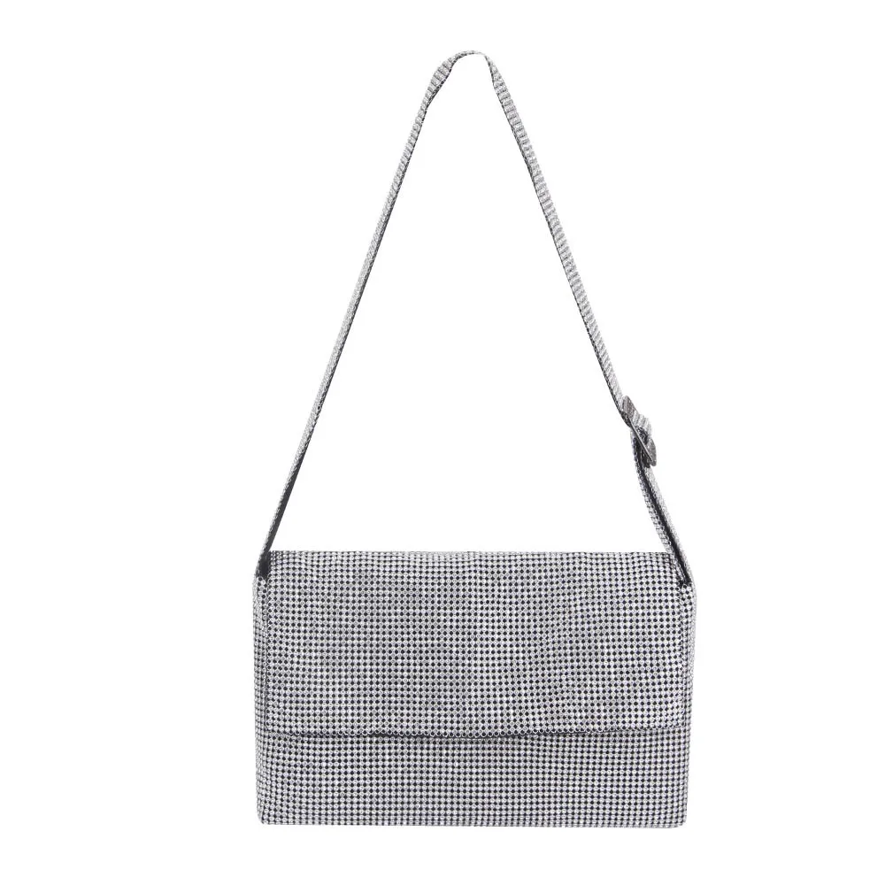 

2023 Summer New Trendy Full Diamond Rhinestone Flashing Light Luxury Rhinestone Armpit Bag Lock Zipper Shoulder Women Party Bag