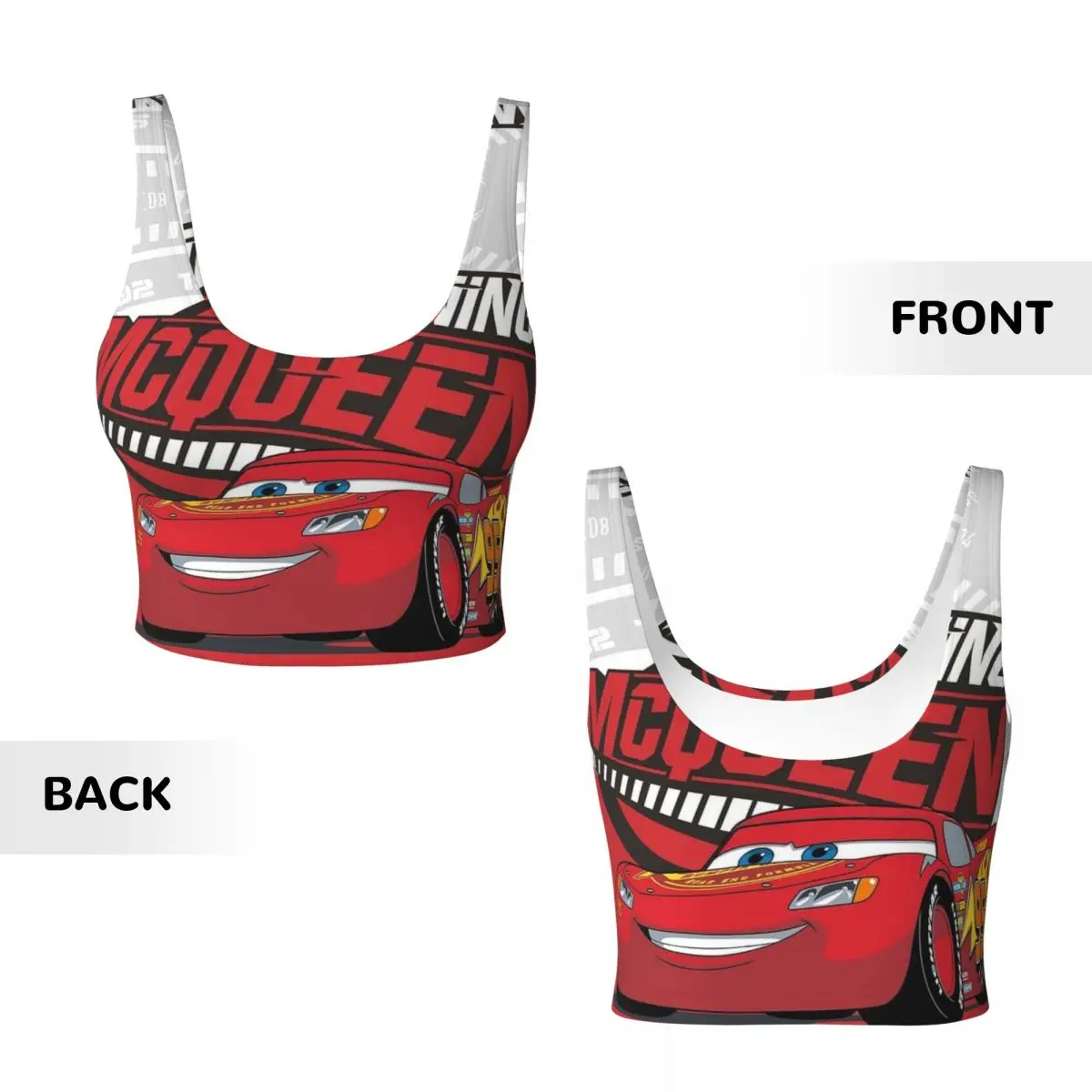 Lightning Mcqueen High Impact Sports Bras Women's Cars Seamless Workout Running Crop Tank Tops