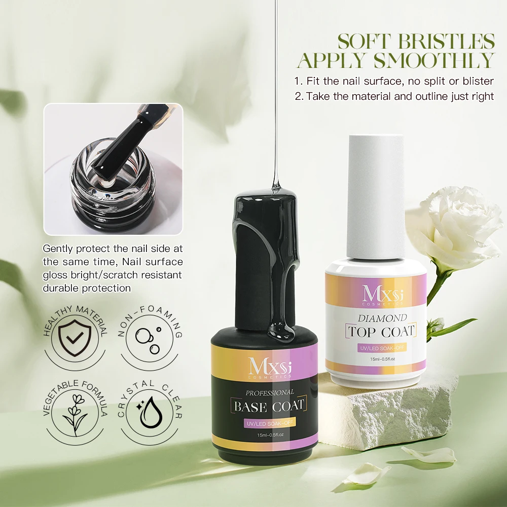 Mxsi Varnish Nail Art Set With Base Coat And Top Coat Diamond Topcoat Basecoat Gel Nail Polish For Art Design Tool Kit