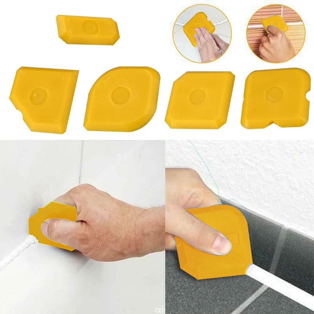 

5pcs Silicone Sealant Tools Spreader Finish Kit Caulk Tile Grout Applicator For Masking Tape Saves Time Money Home Plumbing