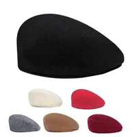 Solid Color Wool Berets Artist Beanie Hat Men Women British Retro Anti-wear Forward Hats Embroidered Newsboy Cap