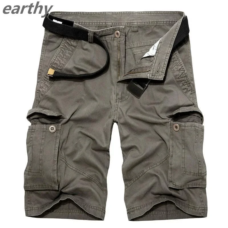 Summer Men's Fashion Overalls Cotton Casual Loose Multipocket Shorts Cargo Shorts Large Size
