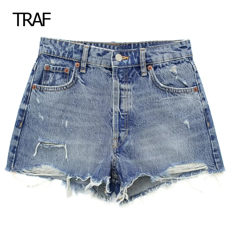 

TRAF High Waist Women's Denim Shorts Summer 2023 Blue Shorts Female Jeans Korean Style Ladies Sexy Hot pants Fashion Mini Shorts