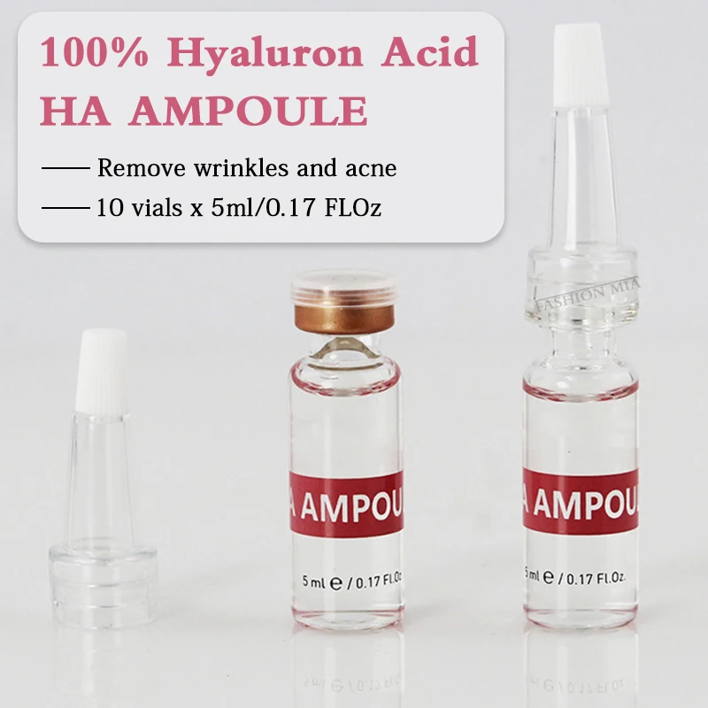 Hyaluronic Acid Serum 10 vials Cross-linked HA Ampoule Solution Ultrafine Molecules Facial Moisturizing Anti Wrinkle Antiaging